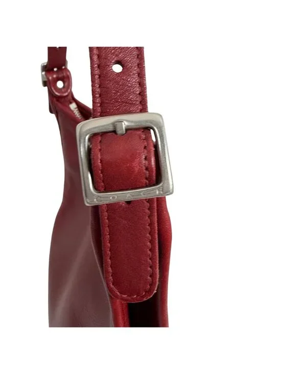 Vintage COACH Andrea 9073 USA Slim Shoulder Bag Red Leather Silver Buckle NO TAG - Picture 7 of 16